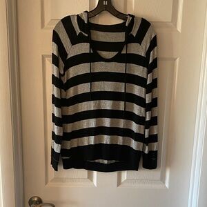 Black and Gray Striped Hoodie